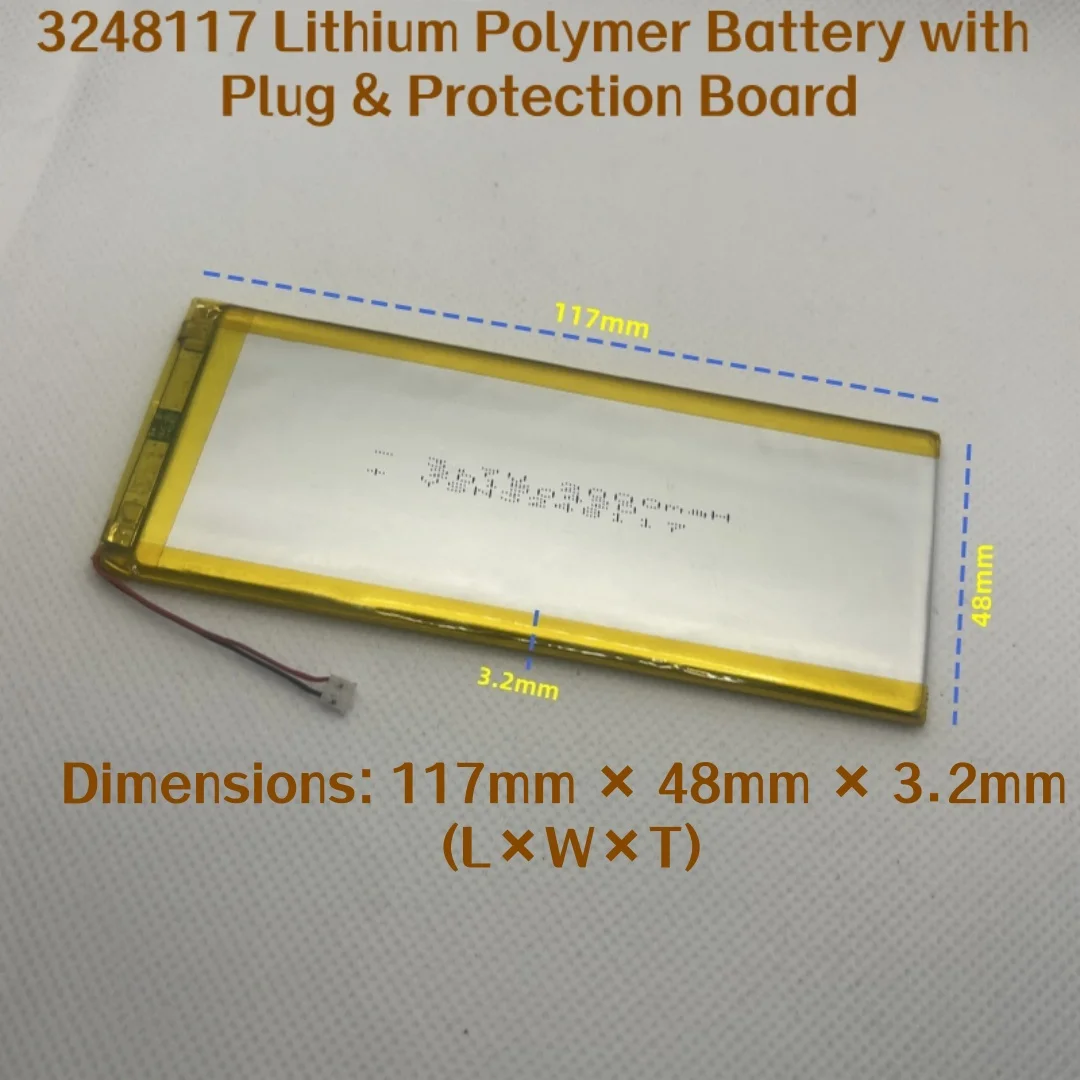 3.7V 2000mAh Lithium Polymer Battery 3248117 Compatible for Game Console Tablet DIY, Alternative 3050120
