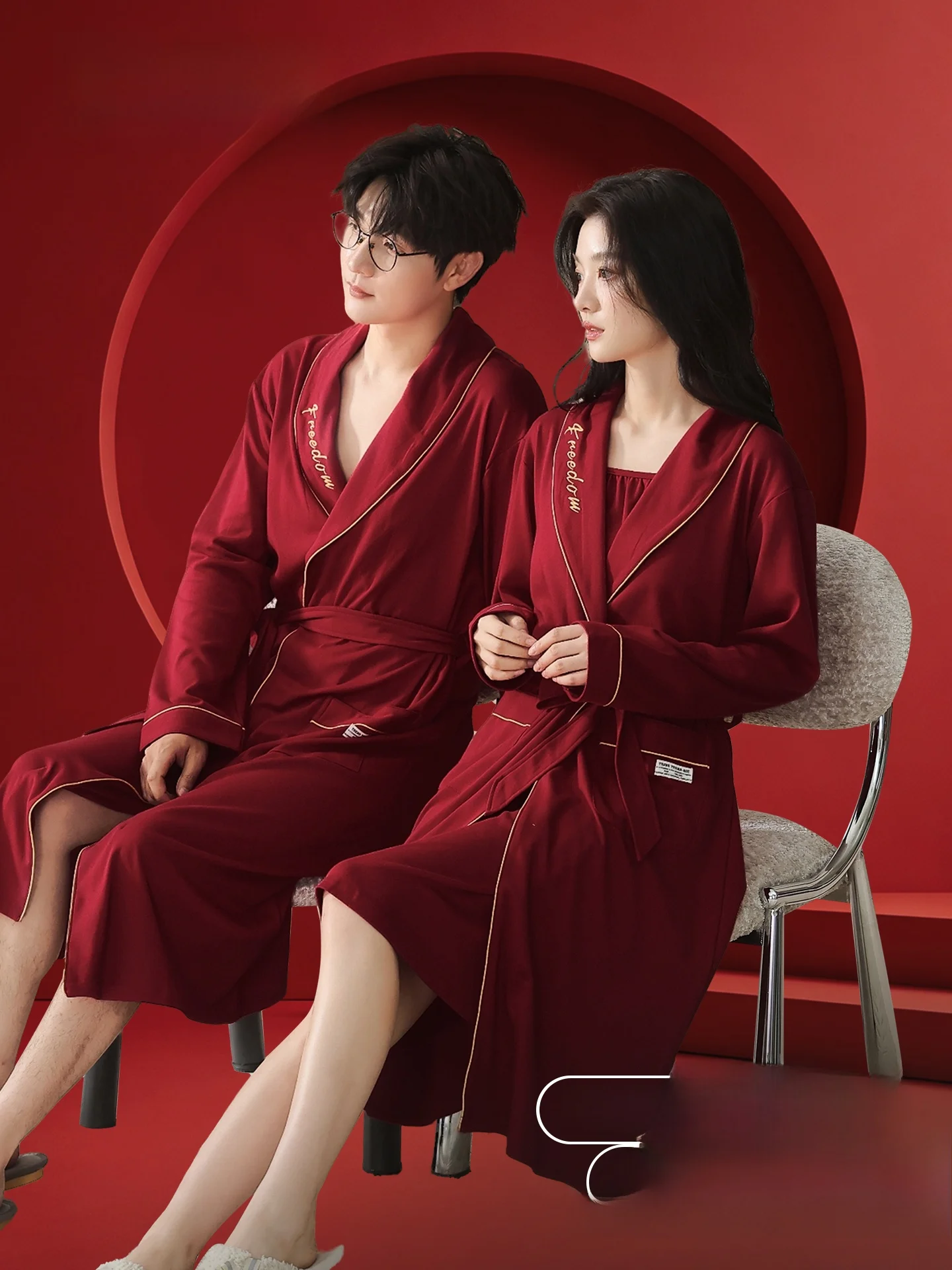 pyjamas-en-coton-pour-femmes-peignoirs-rouges-pour-couple-de-mariage-robe-de-matin-pour-la-nouvelle-mariee-ensemble-deux-pieces-a-bretelles-pour-femmes-automne-printemps