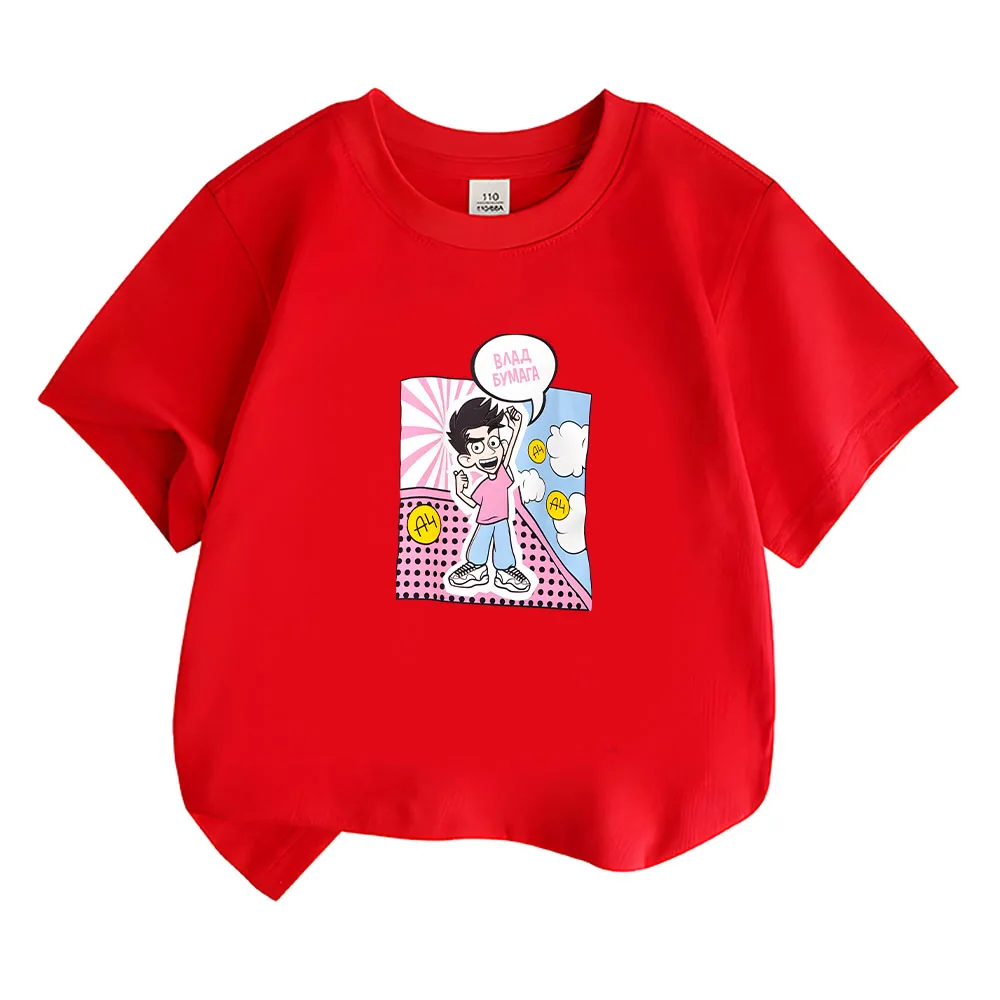 A4 Влад Бумага T-shirt Cartoon Print Short Sleeve Tee-shirt Fashion Cotton High Quality Clothes Spring/Summer Boys/girl Tees Top image 6
