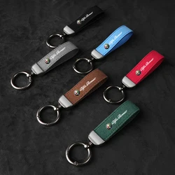 1PC Luxury Leather Car Badges Keychains For Alfa Romeo Sportiva Giulia Giulietta 159 156 Stelvio Key Chain Rings Auto Accessory