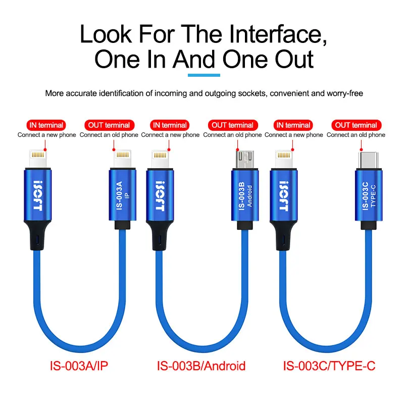 IS-003A/B/C Data Transmission Line One-click Copy and Transfer of Photos/videos/APP/chat Records/data for Iphone Android TYPE-C