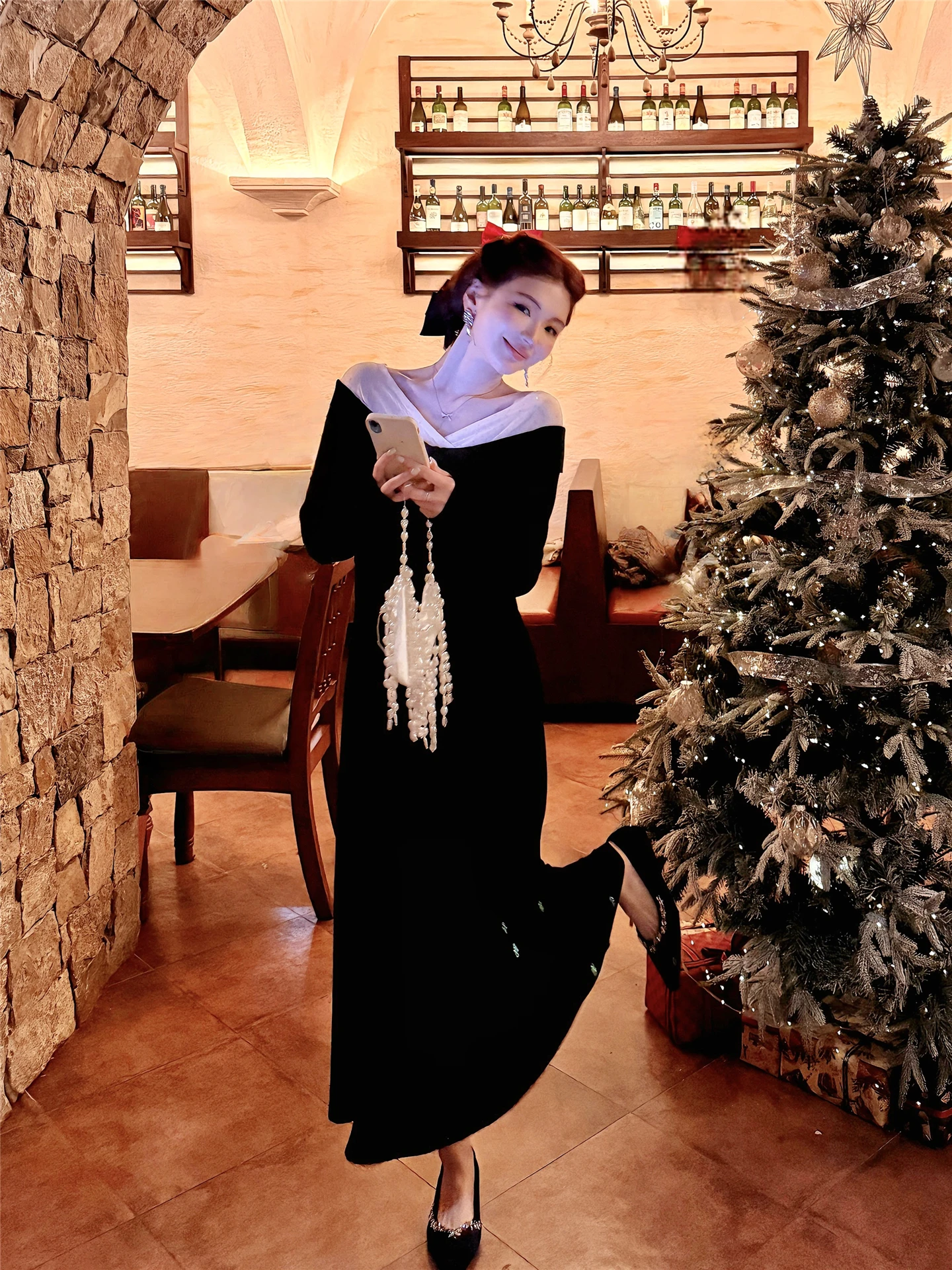 

Элегантное женское платье с пайетками и вставками из ткани, высококачественное, для празднования Нового года, с элементами пэчворка, весна-осень-зима