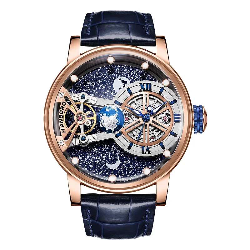 Business Luxury Fashion Celestial Series Flywheel Fully Automatic Mechanical Night Light Waterproof Men's Watch