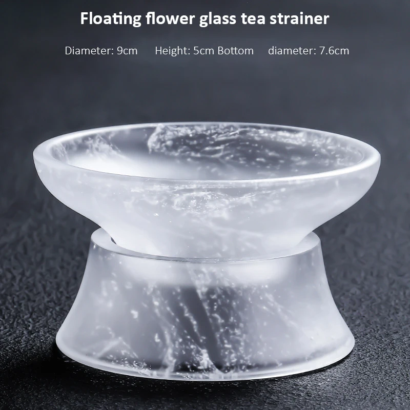 Transparent Glass Tea Strainer Crystal Floating Flower Glass Tea Strainer Infuser Stainless Steel Kitchen Accessories