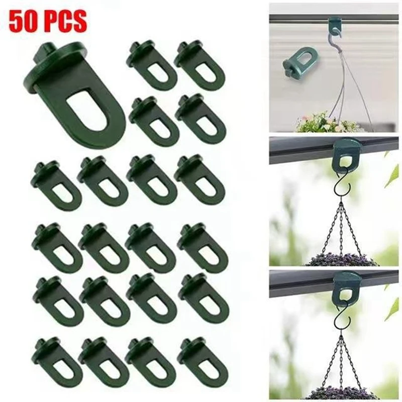 Plastic Greenhouse Hanging Hooks Plant Flower Hanger Clips Garden Spare Parts Fastener Tied Buckle Green Pot Hanger Clip