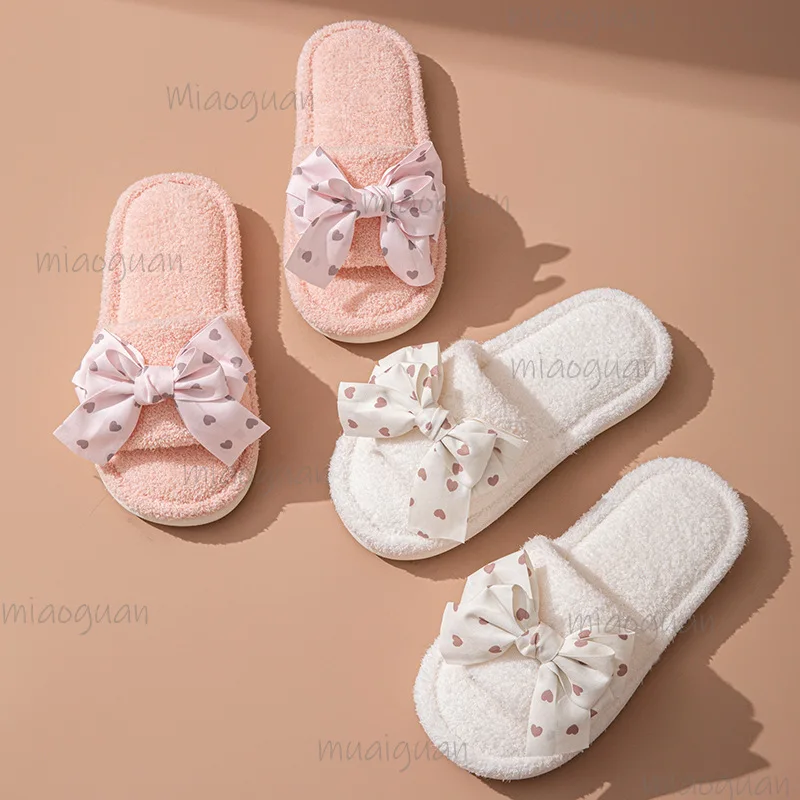 أربعة مواسم نعال من القطن للنساء المنزل لينة أسفل عادية لطيف القوس شباشب على الموضة داخلي غرفة المعيشة الشرائح المرأة شيز