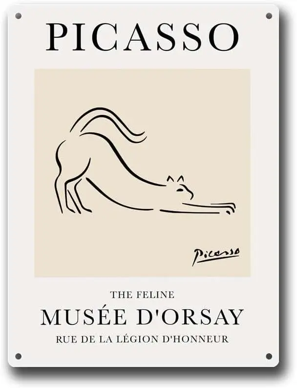Metal Signs Pablo Picasso Feline Sketch Line Drawing Art Tin  Sign-aluminum sign