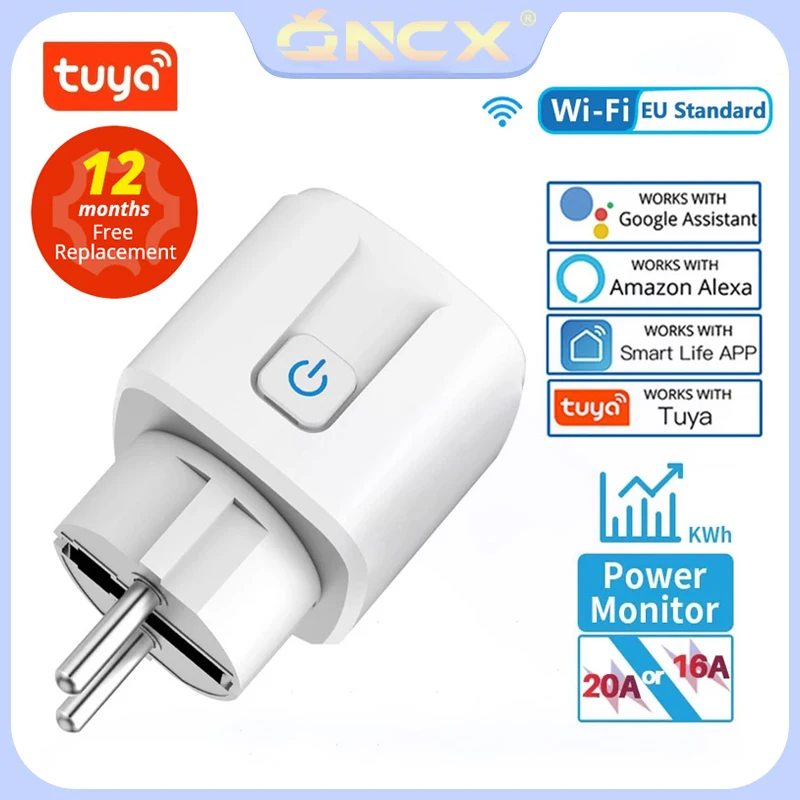 Smart Plug WiFi Socket EU 16A/20A With Power Monitor Timing Function Tuya Smart Life APP Control Work With Alexa Google Alice