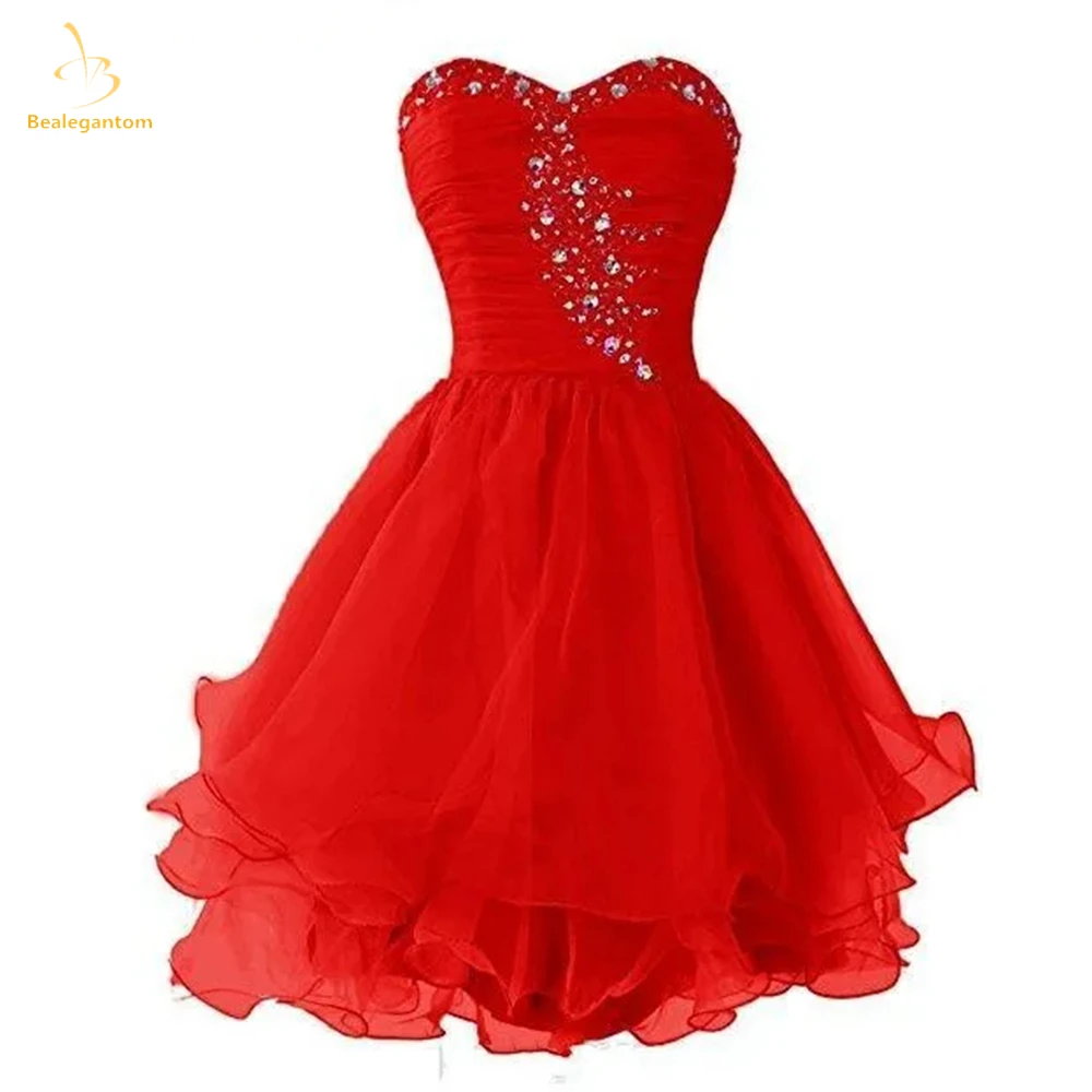 Vestidos de Baile curto frisado, Uma linha Mini Gradation Cocktail Formal Prom Party Gown, Querida frisada, QA72