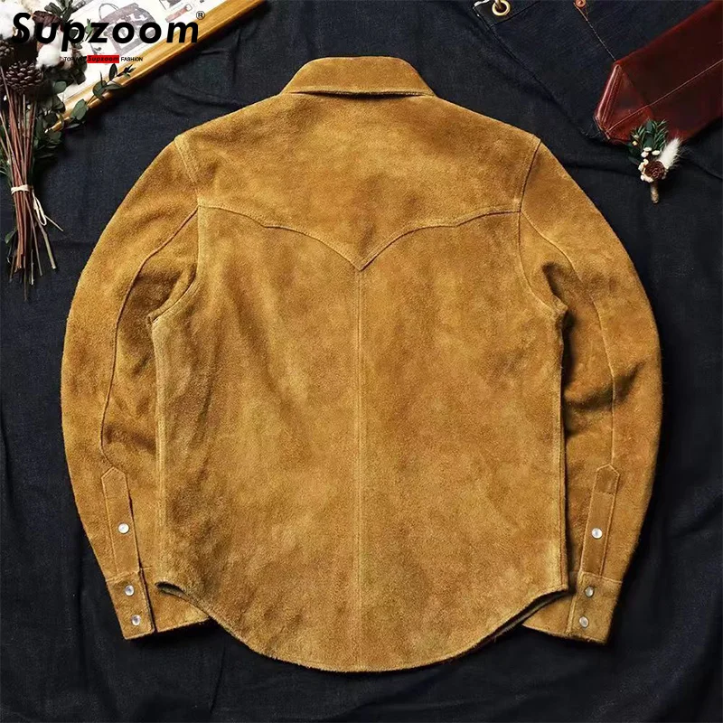 Supzoom 2024 New Arrival Top Fashion Brand Clothing  Suede Autumn And Winter Open Stitch Men Chemise Casual Shirts