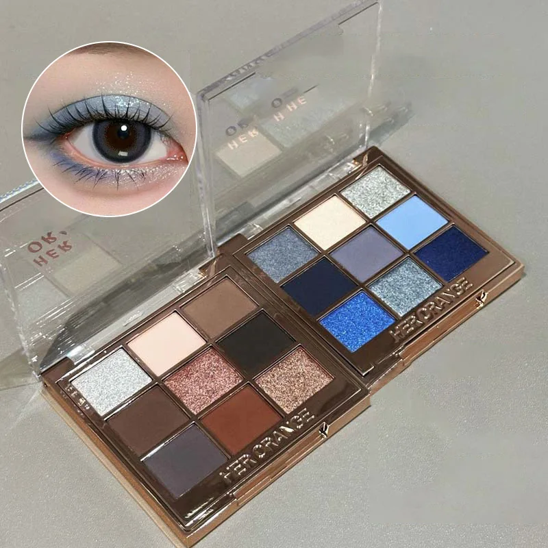 Plaque d'ombre à paupières neuf couleurs, perle mate, maintien flash fin, couleur de maquillage n'est pas facile à voler, poudre, maquillage naturel