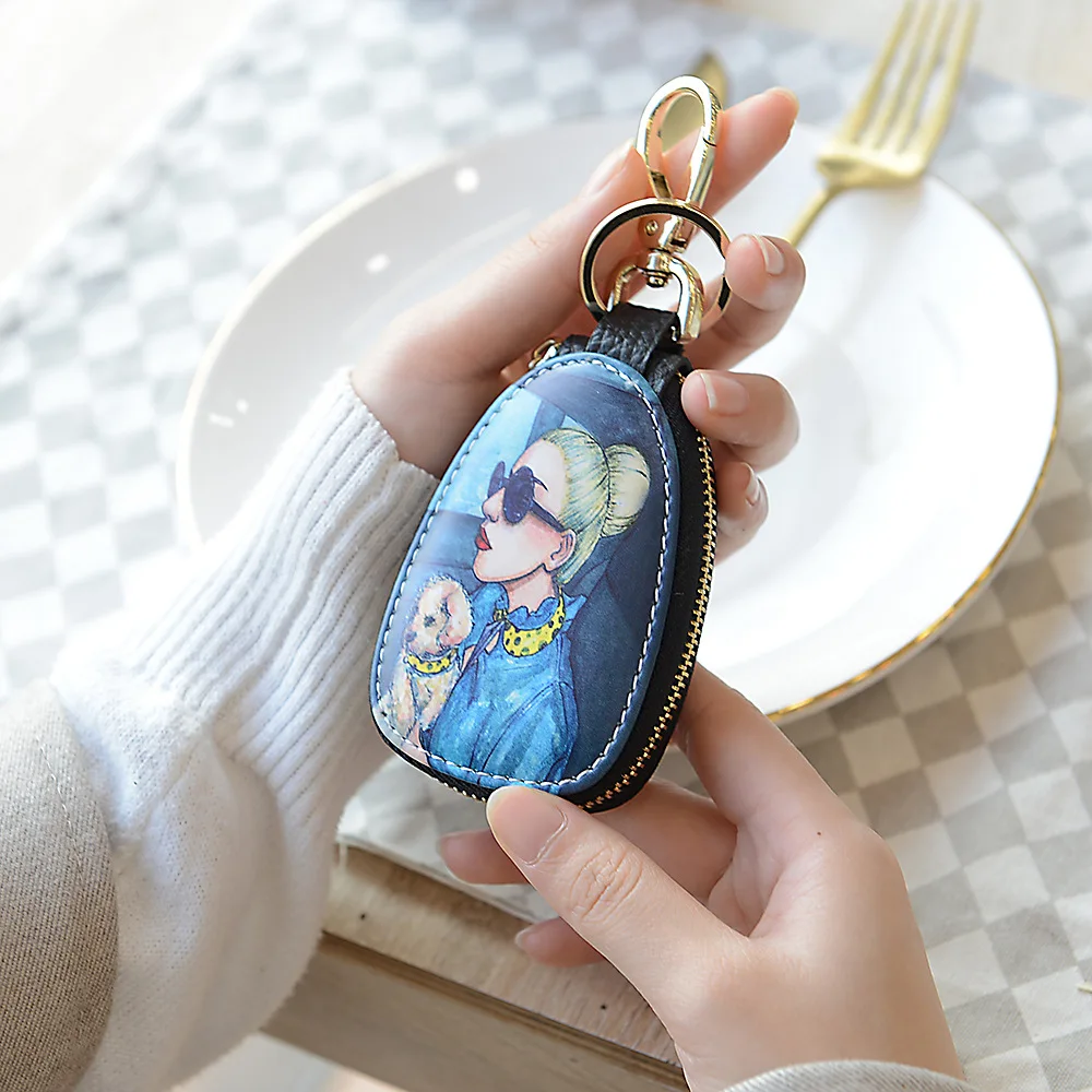 General car key case cartoon pattern protection cover men and women key case Porta Chaves Purse Porta Chave Funda Llave