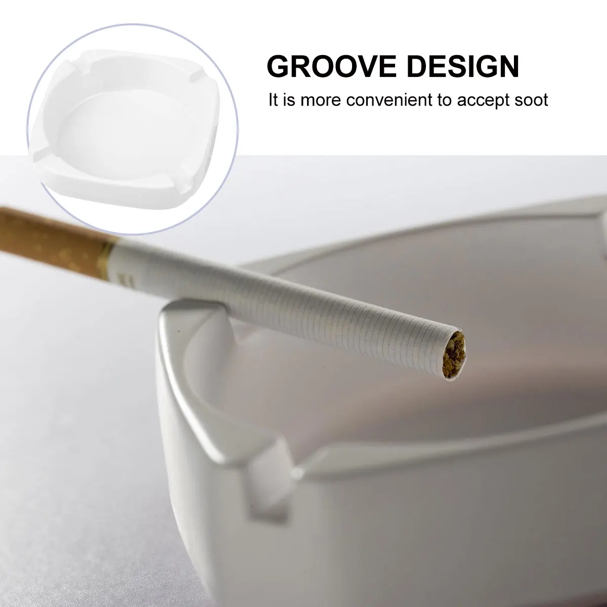 

White Ashtray Imitation Porcelain Melamine Household Smoking Outdoor Travel Square Shape Easy Clean Heat Resistant Practical