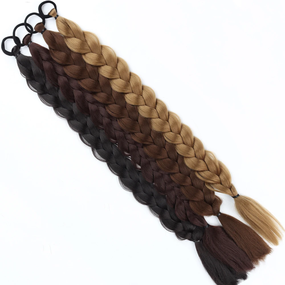 Extensión de cabello sintético trenzado con banda de goma para mujer, trenzas de boxeo, accesorios para el cabello, 24 pulgadas de largo, trenzas