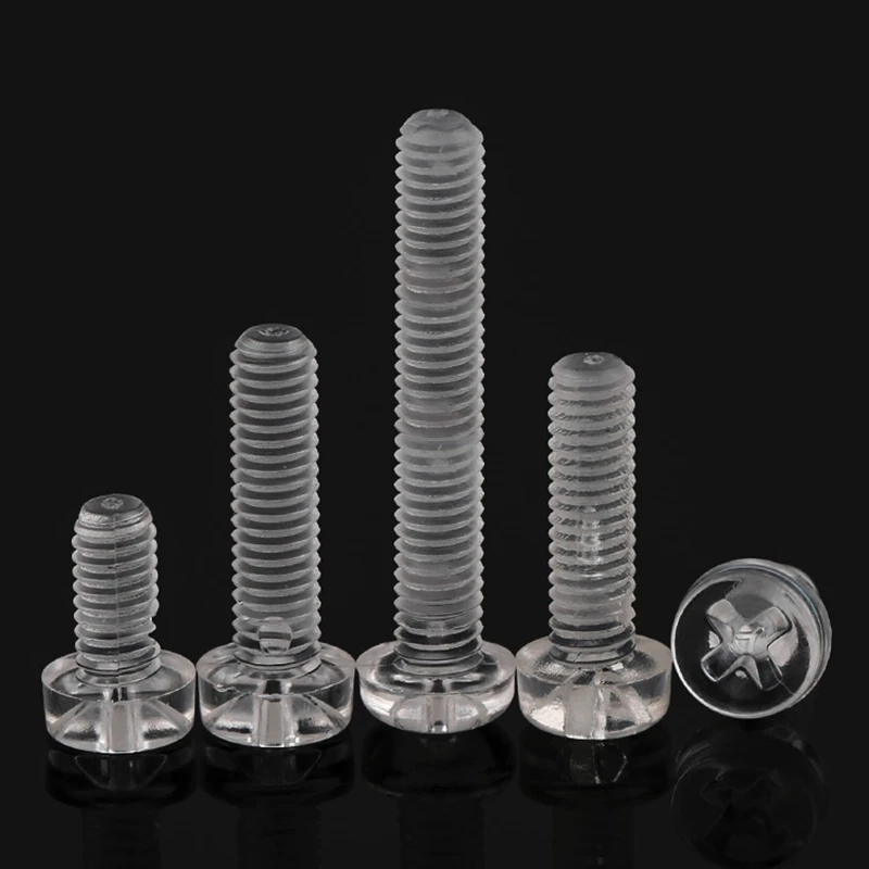 Transparent Acrylic PC Cross Round Head Screws M2 M2.5 M3 M4 M5 M6 M8 Plastic Insulation Phillips Pan Head Screw Bolts