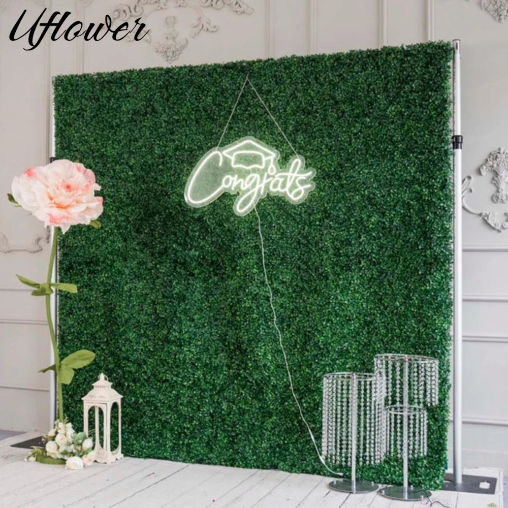 Uflower Outdoor Wedding Backdrop Decor Green Milan Cloth Plant Wall Roll Up Fabric Flower Wall Arrangement Banquet Party Prop