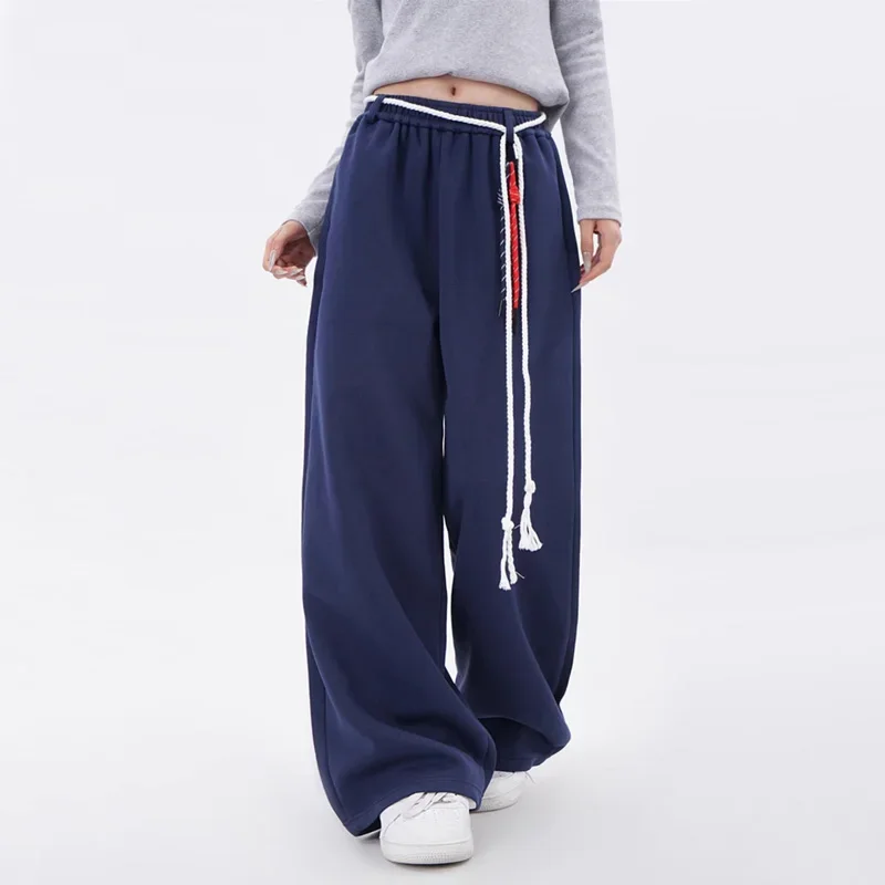 Women's Wide Leg Jogger with Rope Detail, Relaxed Sweat Pants