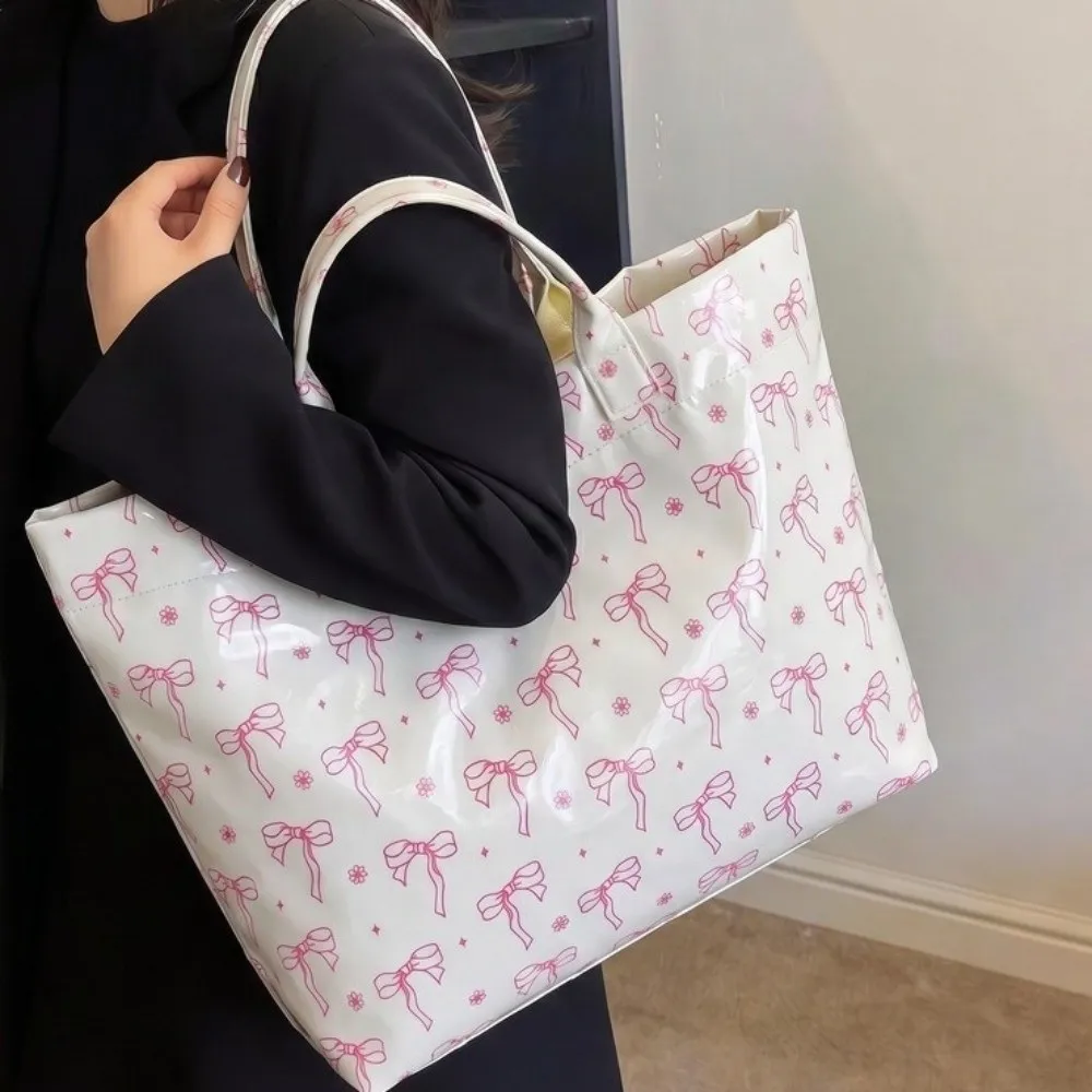 Fashion Cherry PVC Tote Bag Leopard Print Large Capacity Transparent Jelly Bag Beach Bag Waterproof Armpit Bags Girl