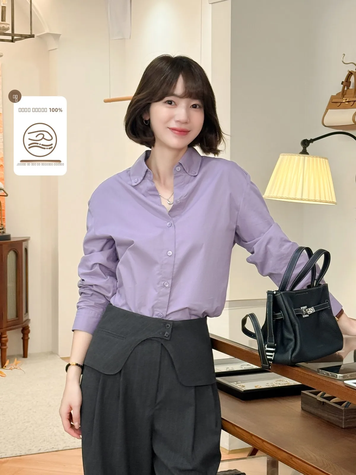 

Модная однотонная повседневная рубашка из 100% хлопка для женщин, новинка 2025 года, высокое качество, французский и корейский стиль