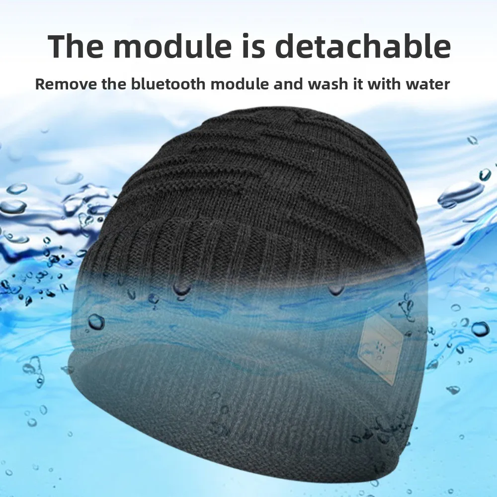 New Bluetooth Hat Knitted Hat Warm Fashion New Music Hat Plus Velvet Bluetooth Hat in Autumn and Winter