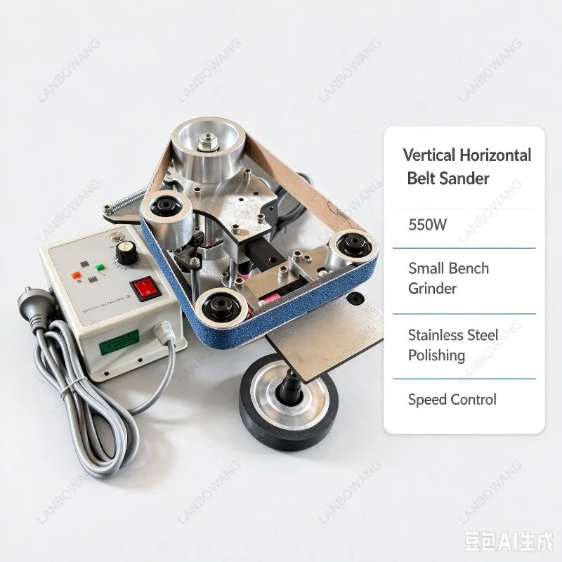 Direct Sales Vertical and Horizontal Dual-purpose Small Belt Sander, Export 550W Stainless Steel Belt Sander, Desktop Sander