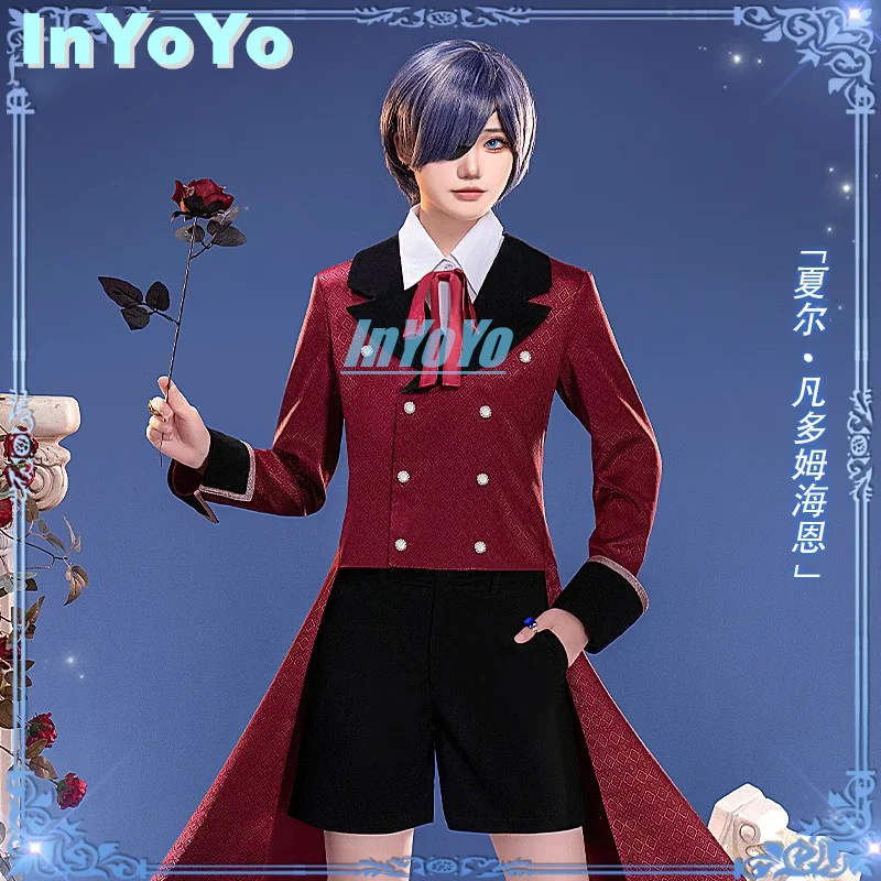 

InYoYo Ciel Phantomhive Cosplay Costume Anime Black Butler Red Dress Outfit Uniform Cos Halloween Carnival Party Outfit New