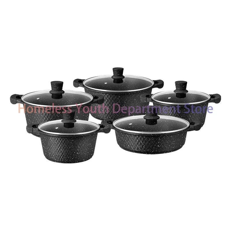 

Stone die-casting soup pot set Small diamond style marble soup pot set
