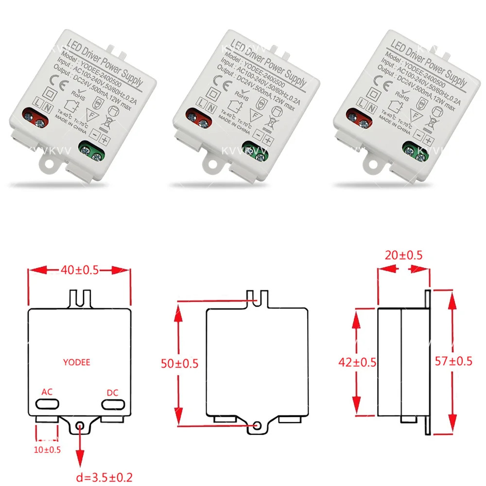 DC12V 24 فولت امدادات الطاقة الجهد المستمر التبديل 3 واط 6 واط 10 واط 12 واط الإضاءة LED محول 250 500mA 600 830mA 1.0mA محول الطاقة