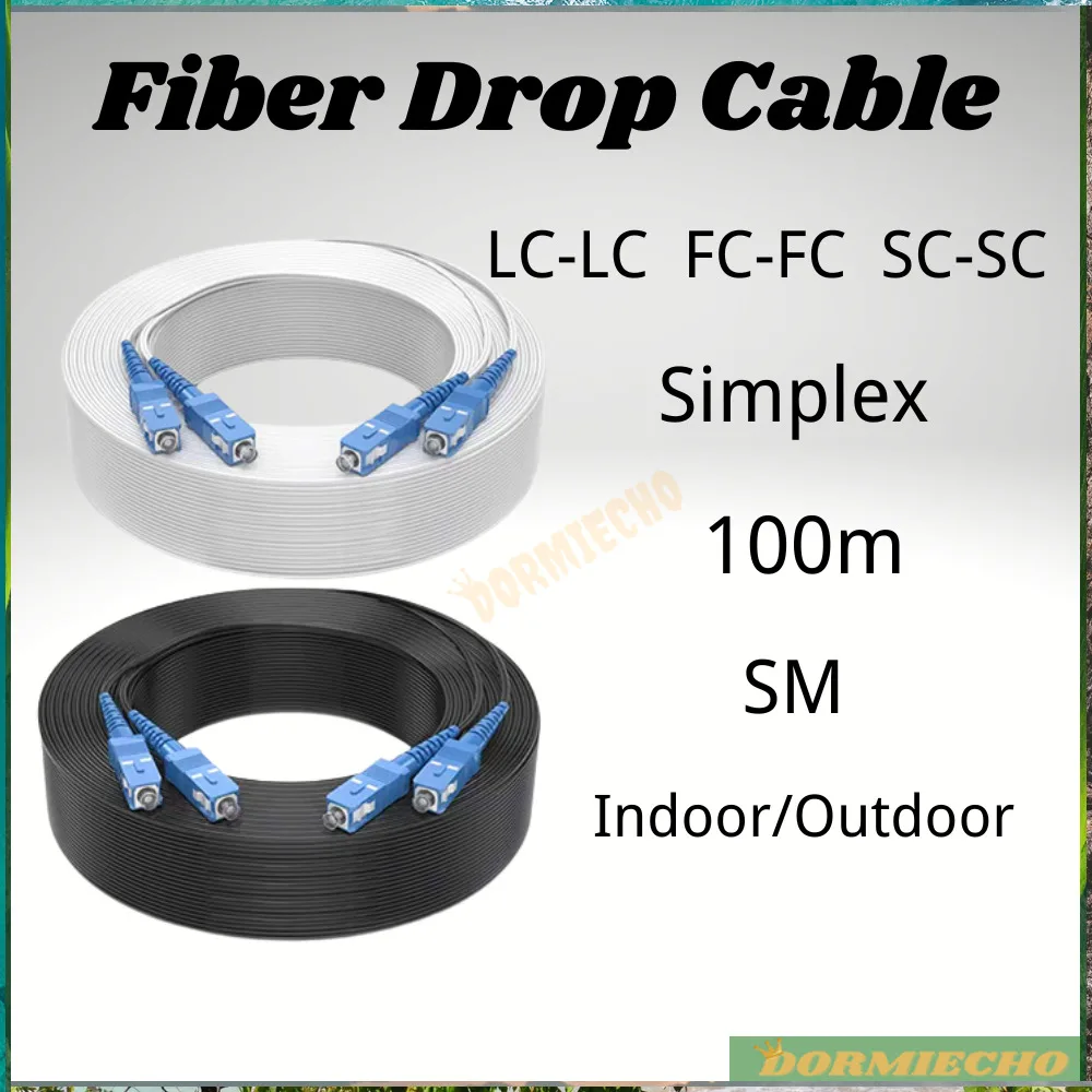 Wholesale Price 100M Fiber Drop Cable SC-SC FC-FC LC-LC UPC Simplex Indoor/Outdoor SM Optic Drop Optical Patch Cord Fiber Cable