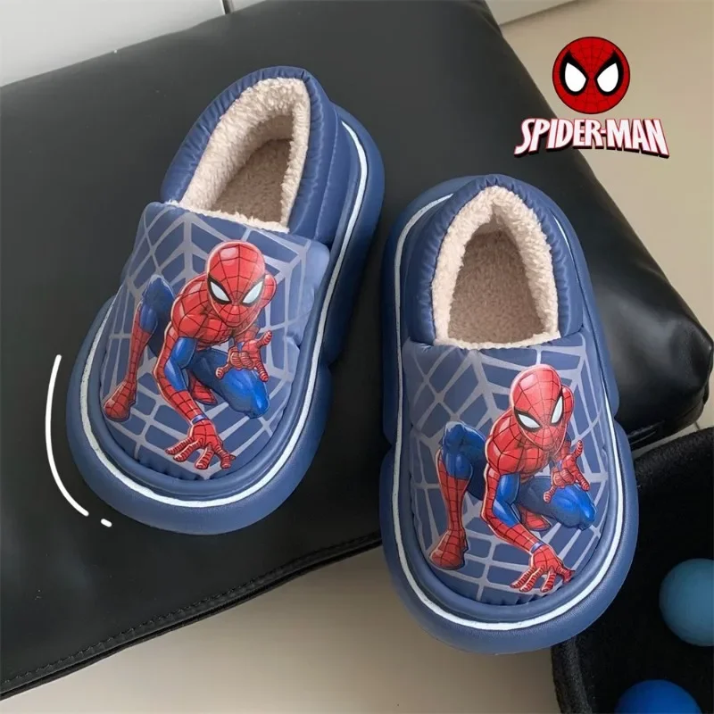 Marvel Spider-Man Cartoon All-Inclusive Cotton Shoes Personalized Boys Home Warm Anti-Slip Plus Velvet Cotton Slippers Wholesale