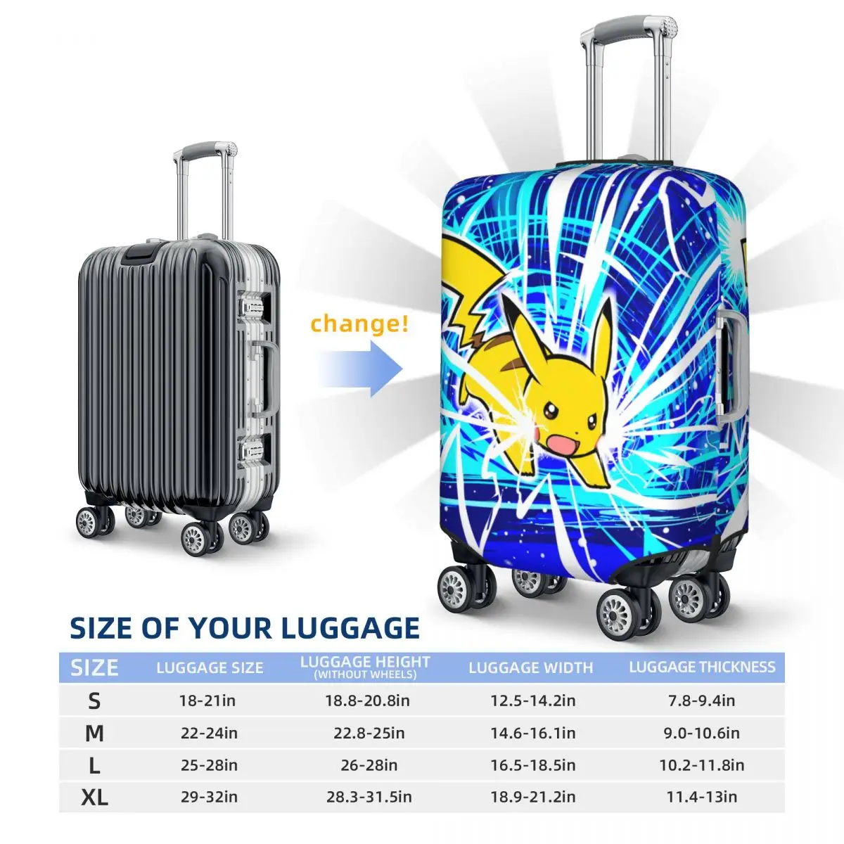 Custom Pokemon Pikachu Bagage Cover Beschermer Mode Reiskoffer Beschermhoes Voor 18-32 Inch