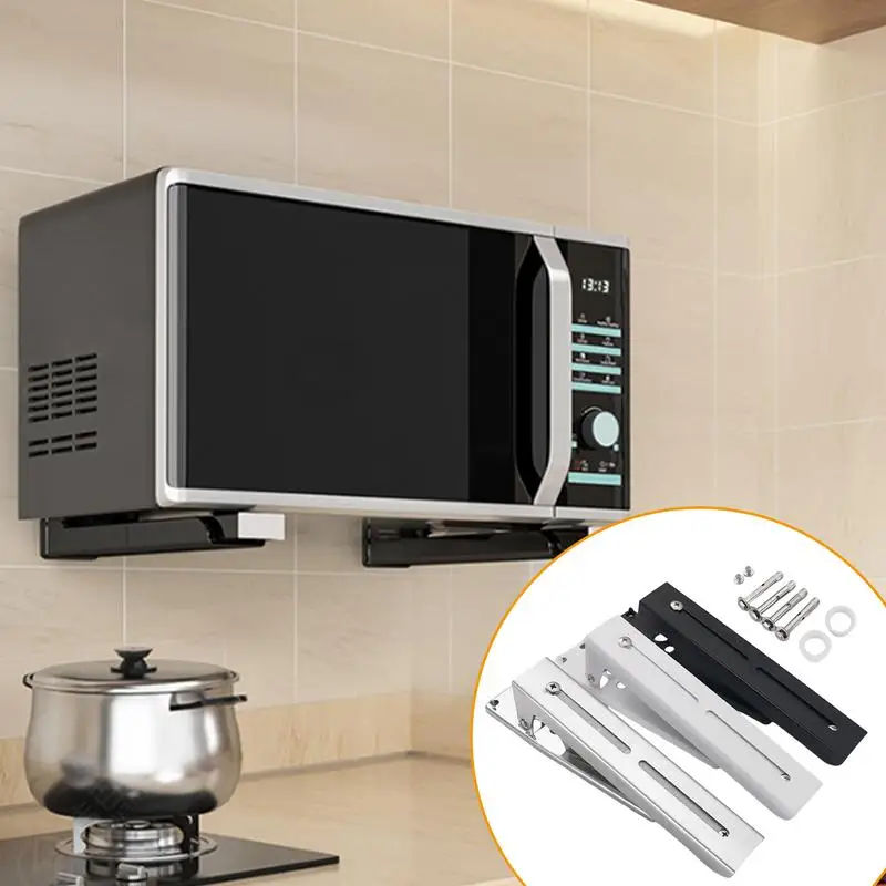 

Stainless Steel Microwave Oven Shelf Expandable Kitchen OrganiserWall Mounted Oven Shelf Universal Wall Bracket