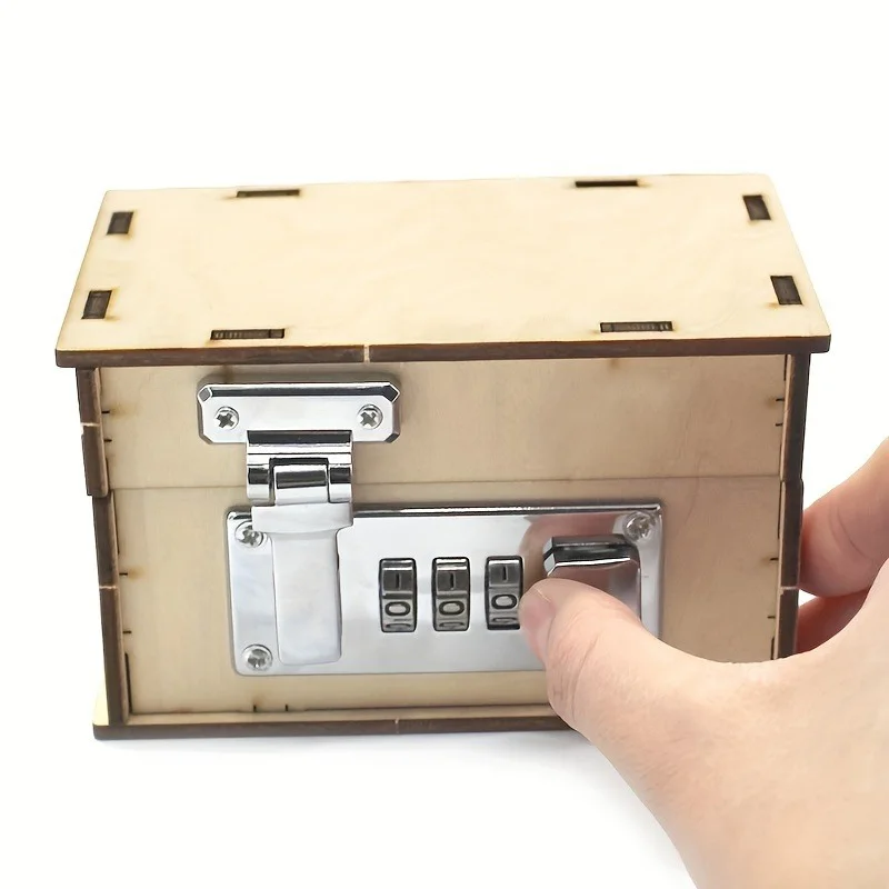 

Treasure Box 3D Wooden Handmade Mechanical Password Box DIY Locked Engraved Password Box Birthday Gift Jigsaw Model Kit