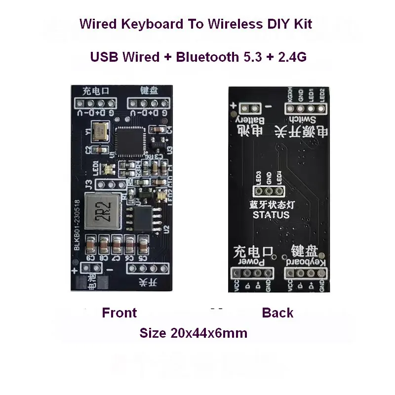 2.4G And Bluetooth 5.3 Wireless Converter USB Wired Keyboard To Bluetooth Wireless Adaptor Adapter DIY