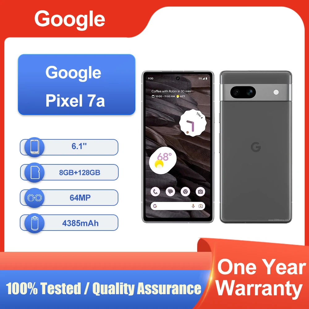 الأصلي مقفول Google Pixel 7a 6.1 "4385mAh 8GB RAM مكبر الصوت شحن سريع الهاتف المحمول في حالة جيدة