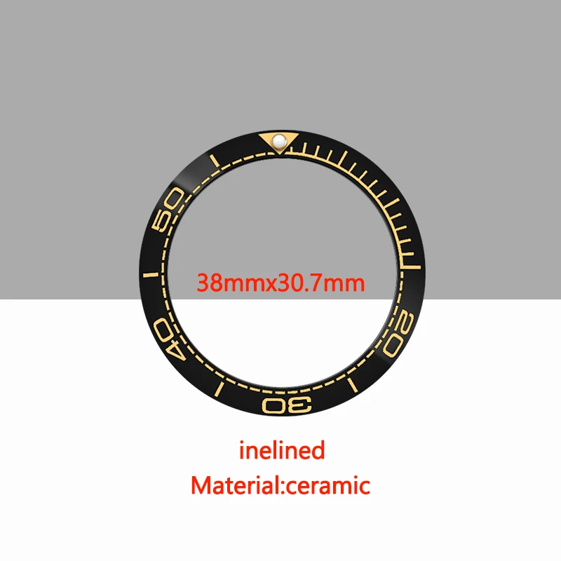 Watch Hippocampus Ceramic Bezel insert Fit For Sub  SKX007 Watch Cases SRPD Watch Cases 38*30.7mm Ceramic Bezel Insert Ring