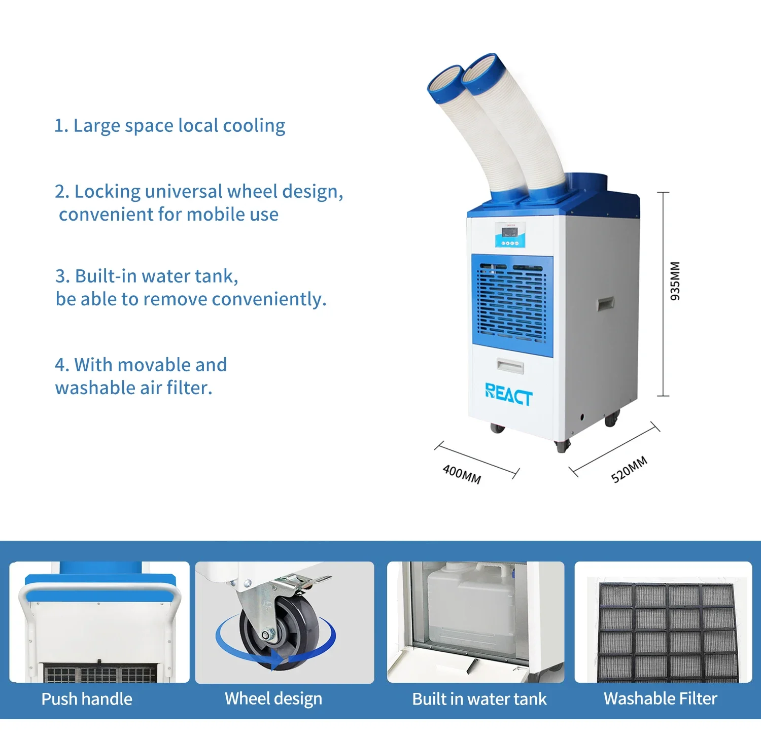 12000 BTU Low Energy Cooler Air Conditioner Industrial Air Conditioner Portable Air Conditioner 1 Ton