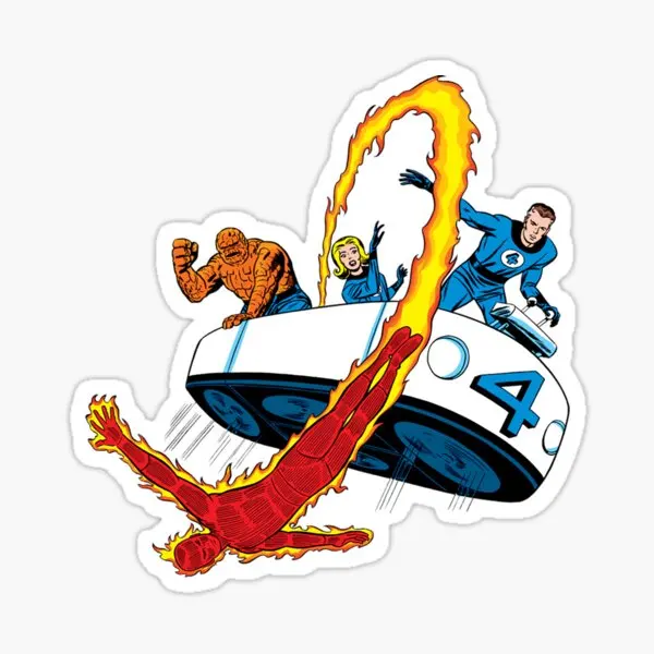 Fantastic Four Retro Fantasticar Team Sw  5PCS Stickers for Laptop Window Car Print Water Bottles Stickers Home Anime Room Art