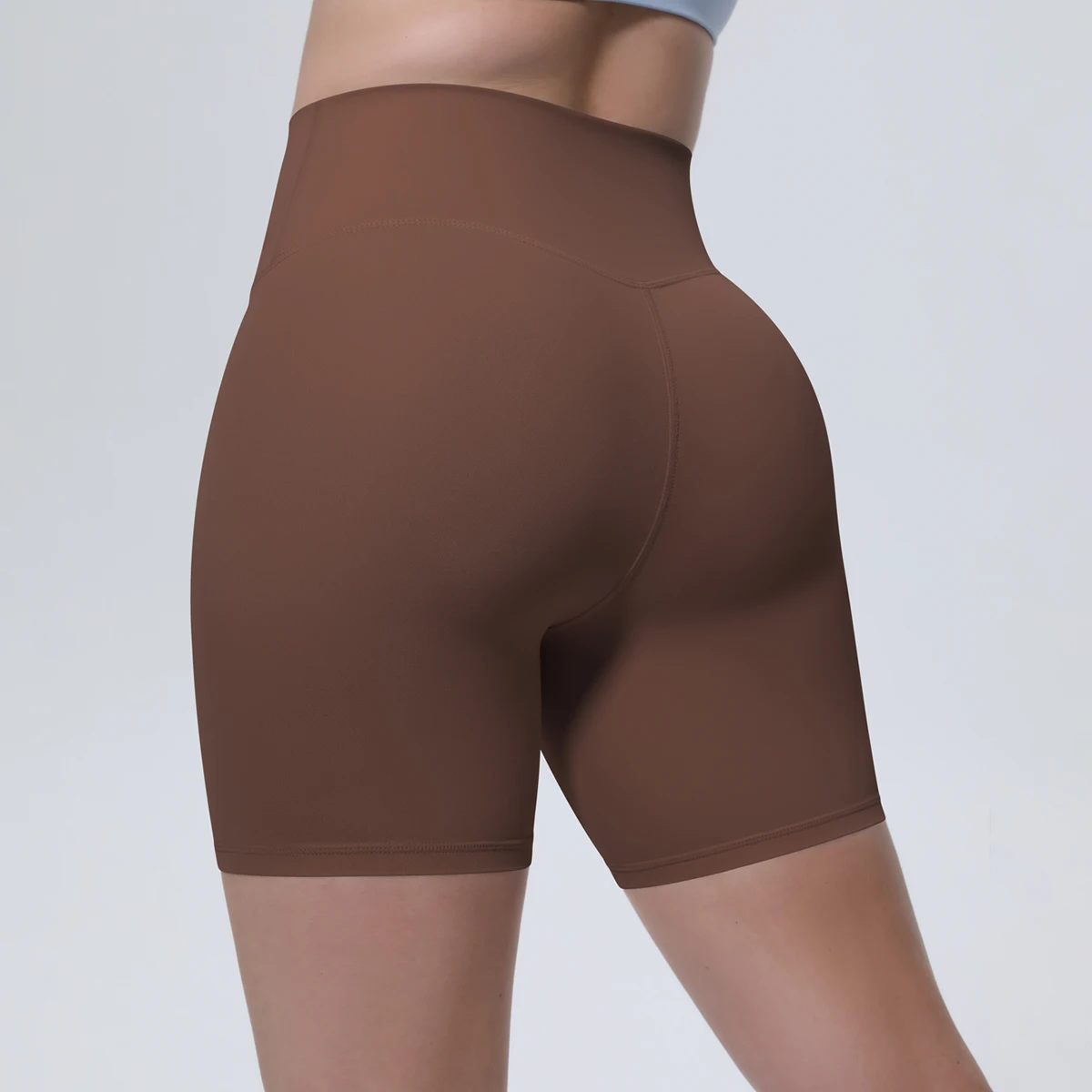 1 Stück Damen Sport-Kurze Yoga-Leggings Einfarbige Hochtaillierte Fitness-Shorts Schnelltrocknende Radfahr-Workout Nahtlose Shorts – Detail 5