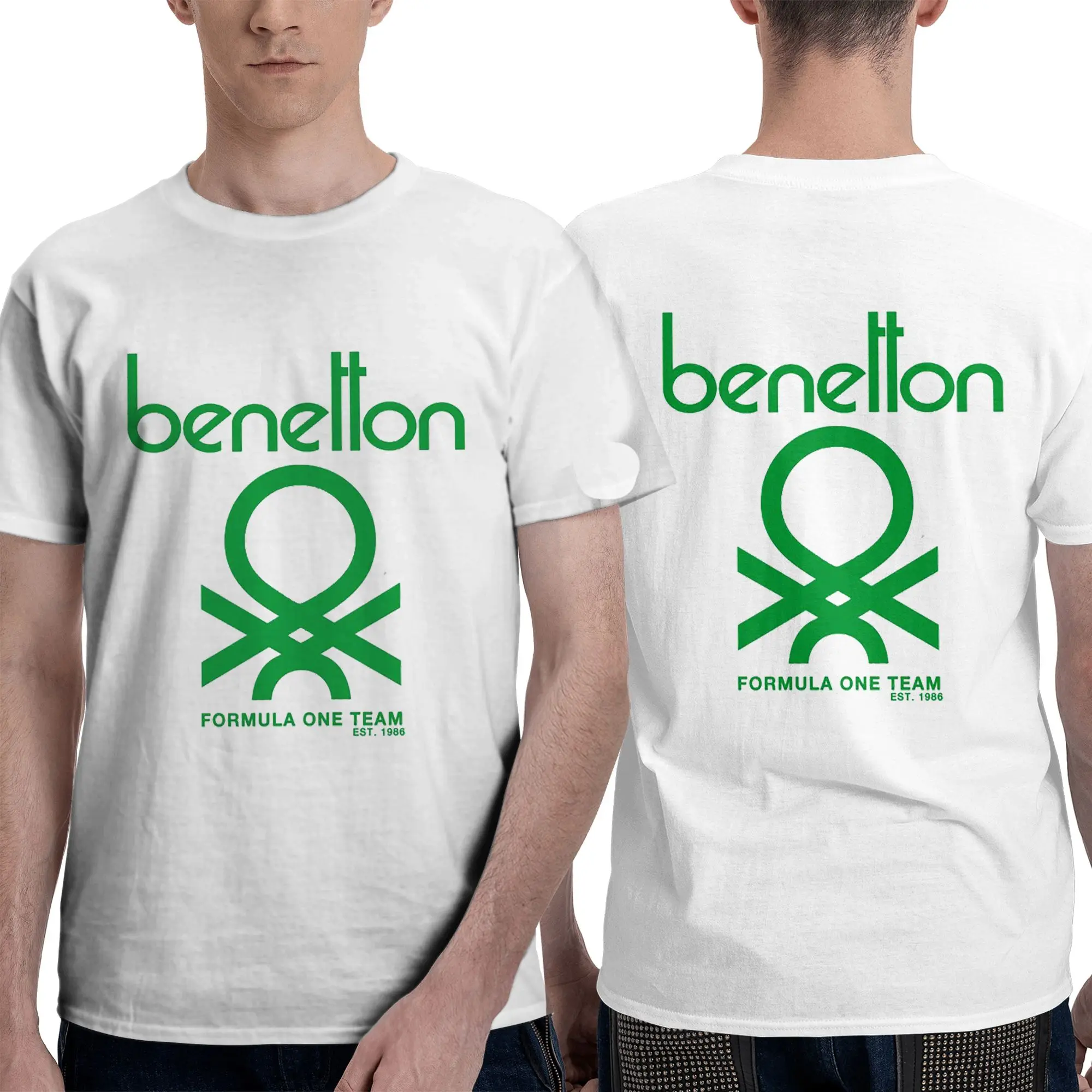 100% Cotton Benetton T-Shirt Men's Double Sided T Shirt Men O-Neck Summer Shirts Tops S-6XL