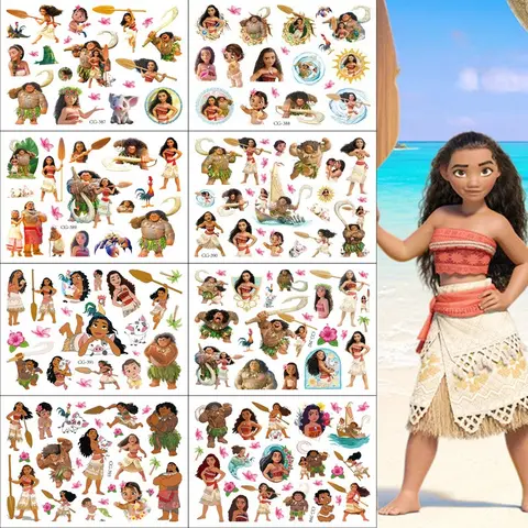 Anime DSN Moana Figure Cartoon Cute DIY Waterproof Stickers Birthday Party Decoration Supplies Toy Gifts