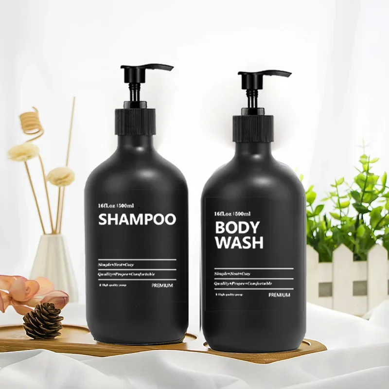 Bathroom 2/3pcs Soap Dispenser Removable Shampoo Shower Gel Conditioner Container Reusable Lotion Bottle with 6/8/12 Labels