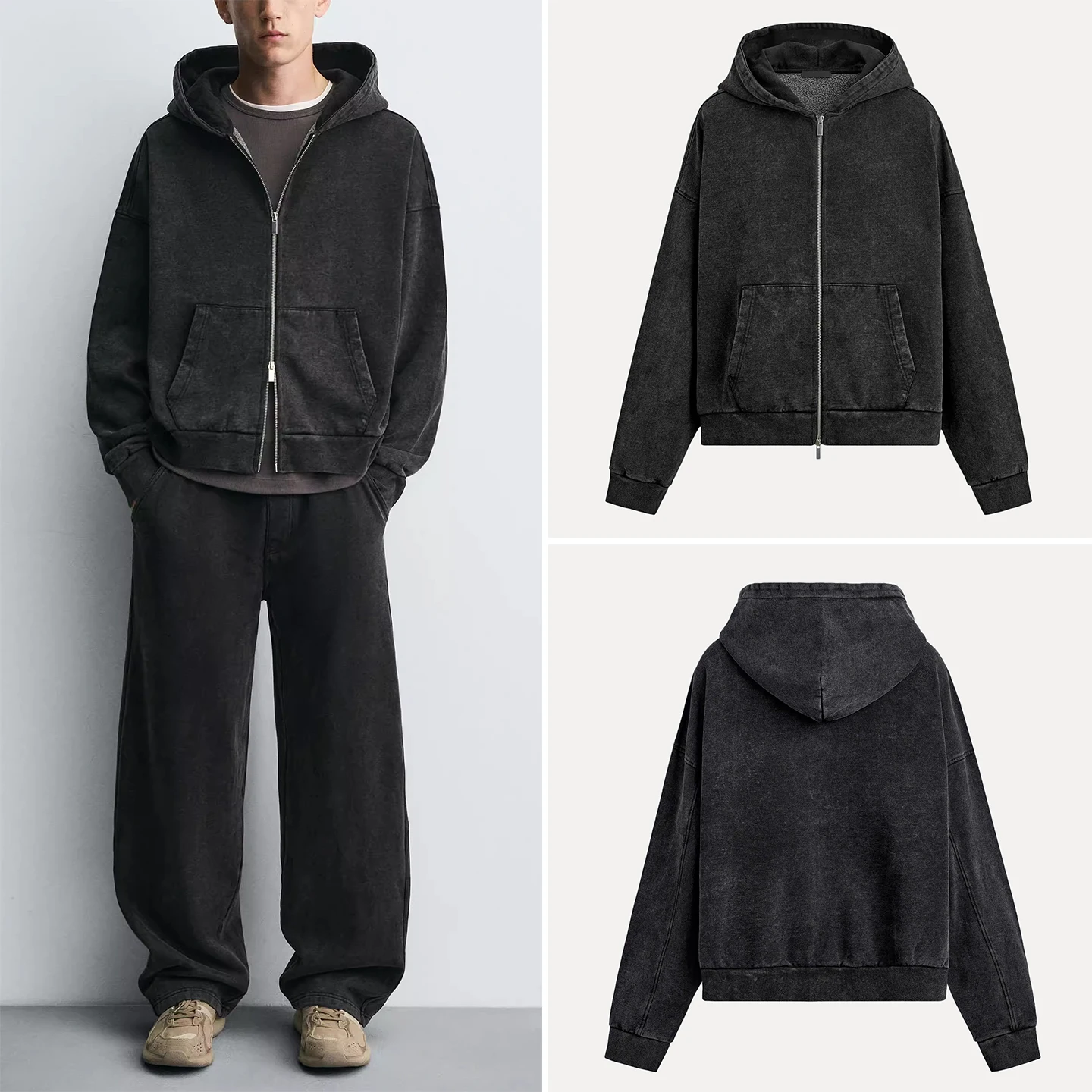 

Осень 2023, мужская модная повседневная толстовка на молнии с капюшоном, свободная посадка, универсальная уличная молодежная толстовка из полиэстера