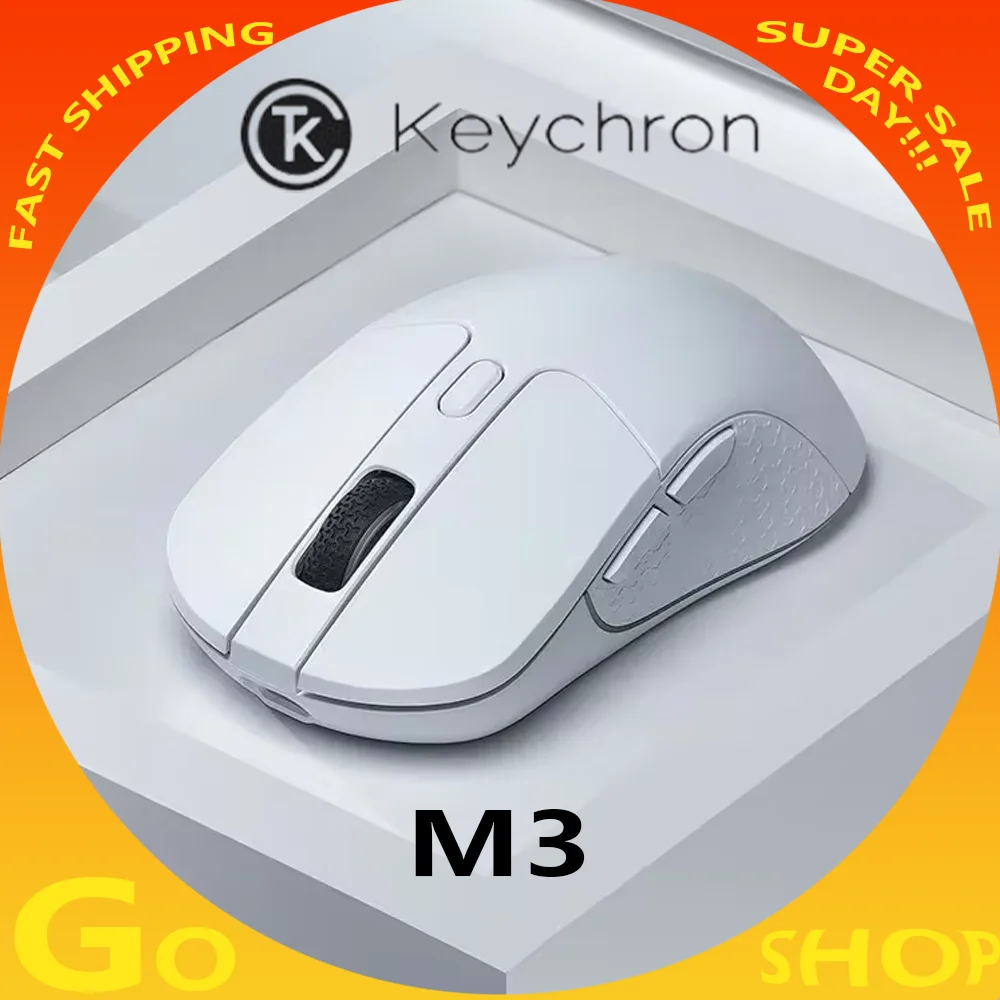 Keychron M3 Wireless Mouse Three Mode Paw3395 Sensor Rgb Gaming Mouse E-Sports Lightweight Low Latency Office Pc Gamer Man Gifts