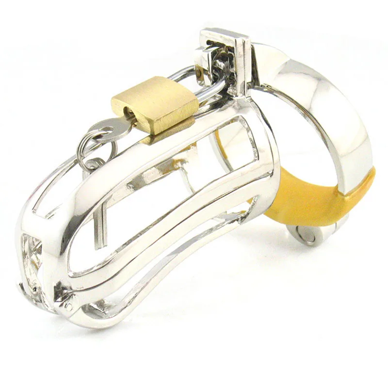 Opening and closing Chastity lock device metal cock cage BDSM Bondage Sex Toys For Men Cbt Male Chastity cage Cockring CB6000 view 2