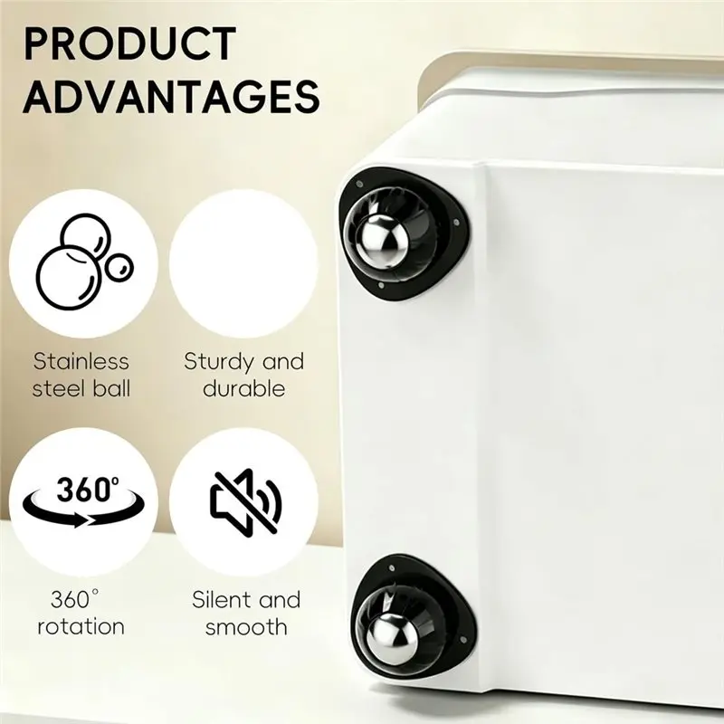 B50C Stainless Steel Swivel Casters 60LBS Self-Adhesive Caster Wheels No Drill Heavy Duty 16-Pack For Appliances Storage Bins