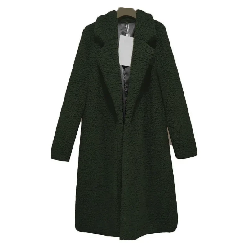 Autumn and Winter Women\'s Long Coat Lambswool Coat Cardigan Women Wool Coat Women Winter Jacket