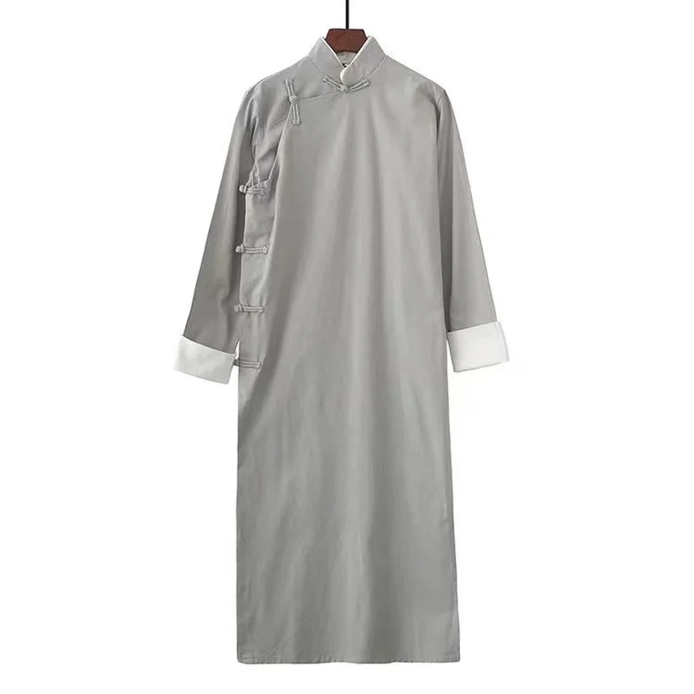 الرجال خندق معطف ربيع الخريف سترة طويلة معطف الكونغ فو Vintage النمط الصيني رداء طويل الطفل الكبار عبر الحديث ازياء