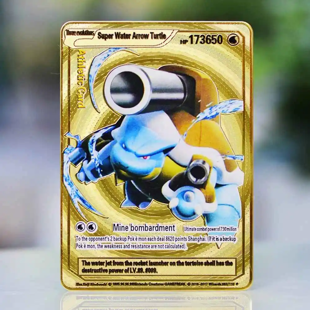 

Pokemon Cards Gold Pokémon Metal Card Tcg Blastoise Vmax Arceus Gx Pikachu Vstar Anime Board Games Playing Cards Kids Toys Gifts