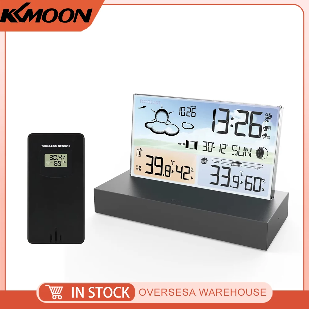 New Transparent Weather Station Glass Colour Screen Thermometer Hygrometer Digital Temperature Humidity Monitor Weather Forecast